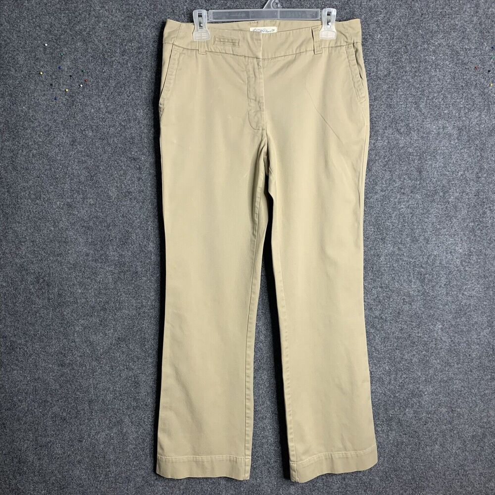 Living Planet Tan Chino Pants Women Size 8 Organic Cotton Straight Leg Pockets